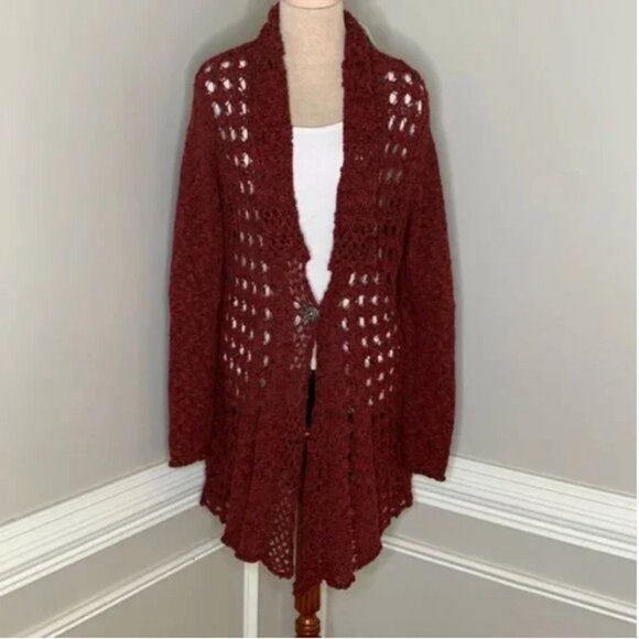 Soft Surroundings Rust Colored Crocheted Long Sleeve Cardigan Size Small - Picture 1 of 12